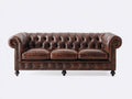 3 Sitzer Sofa mit 3 Sitzpolstern 225x96x78 cm - Dunkelbraun - klassisches Chesterfield-Design