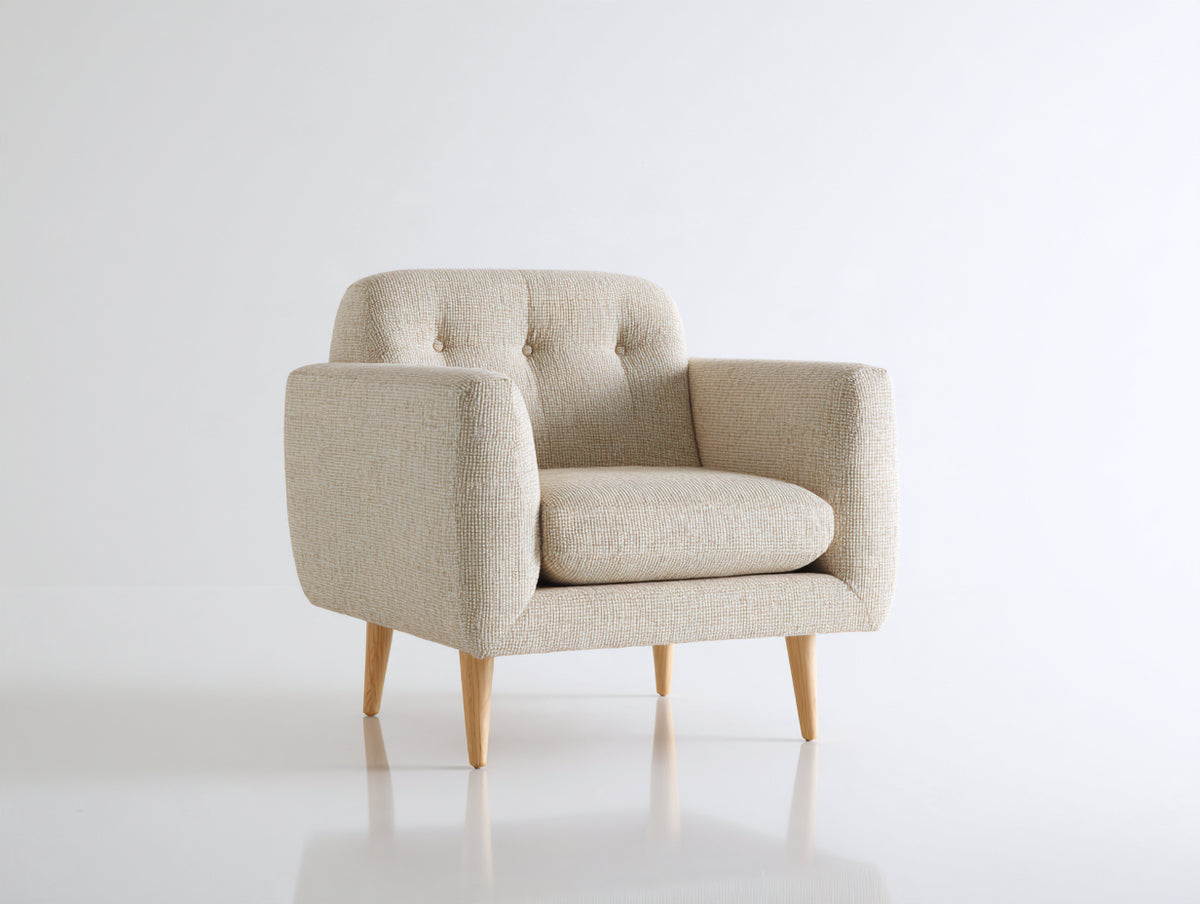 Stoffsessel mit gepolsterter Sitzfläche 78x76x82 cm - Creme-Natur - modernes Design
