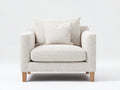 Stoffsessel mit breiter Sitzfläche 105 x 95 x 90 cm - Cremeweiß - modernes Design mit Holzfüßen