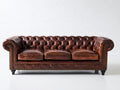 3 Sitzer Sofa Lederoptik ca. 225x95x78 cm - Dunkelbraun - Klassisches Chesterfield Design mit Knopfheftung und Ziernieten