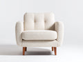 Stoffsessel mit gepolsterter Rückenlehne 95 x 88 x 90 cm - Cremeweiß - modernes Design mit Holzfüßen