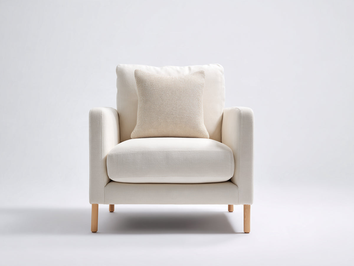 Stoffsessel Strukturstoff ca. 78x82x90 cm - Cremeweiß - Modernes Design mit Holzbeinen