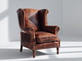 Ledersessel mit hoher Rückenlehne 86x90x108 cm - Cognacbraun - klassisches Ohrensessel-Design