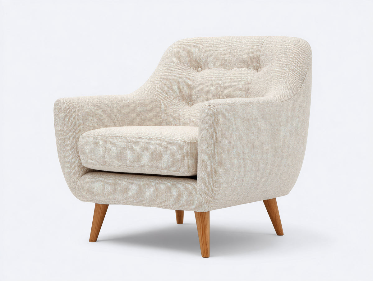Stoffsessel mit gepolsterter Sitzfläche 82x78x84 cm - Creme-Natur - modernes Design