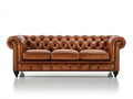 3 Sitzer Sofa aus Leder 225x92x78 cm - Cognacbraun - Chesterfield-Stil mit Knopfheftung