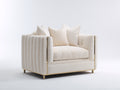 Stoffsessel Samtoptik ca. 105x95x82 cm - Cremeweiß - Modernes Design mit Kanalsteppung und Metallrahmen