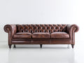 3 Sitzer Sofa Lederoptik ca. 225x95x78 cm - Dunkelbraun - Klassisches Chesterfield Design mit Knopfheftung