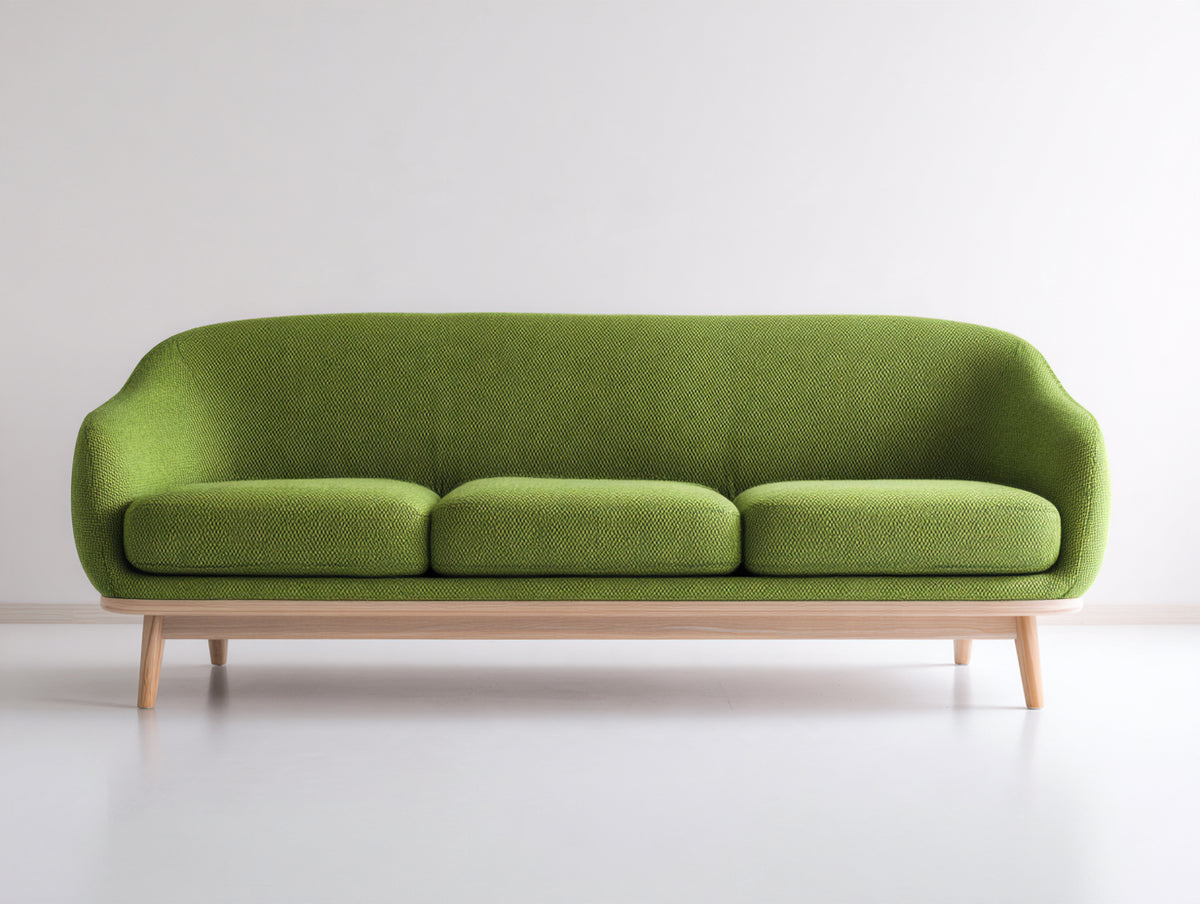 3 Sitzer Sofa mit Stoffbezug 225 x 88 x 82 cm - Grün - modernes Design mit Holzgestell