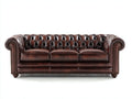 3 Sitzer Sofa mit Lederbezug 240 x 95 x 78 cm - Dunkelbraun - Chesterfield Design mit Knopfheftung