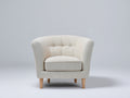 Stoffsessel gepolstert 78x76x82 cm - Creme - moderner Loungesessel mit Knopfheftung und geschwungener Rückenlehne