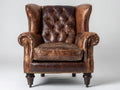 Ledersessel mit Chesterfield-Steppung 105 x 95 x 110 cm - Braun - klassisches Design mit hoher Rückenlehne