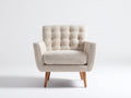 Stoffsessel gepolstert 80x78x86 cm - Creme - moderner Loungesessel mit Knopfheftung und breiten Armlehnen