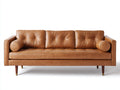 3 Sitzer Sofa mit gepolsterter Sitzfläche 220x88x82 cm - Cognacbraun-Dunkelbraun - modernes Design