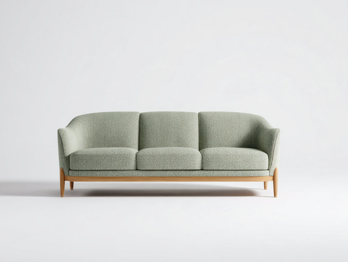 3 Sitzer Sofa mit 3 Sitzpolstern 205x86x78 cm - Salbeigrün-Natur - modernes skandinavisches Design