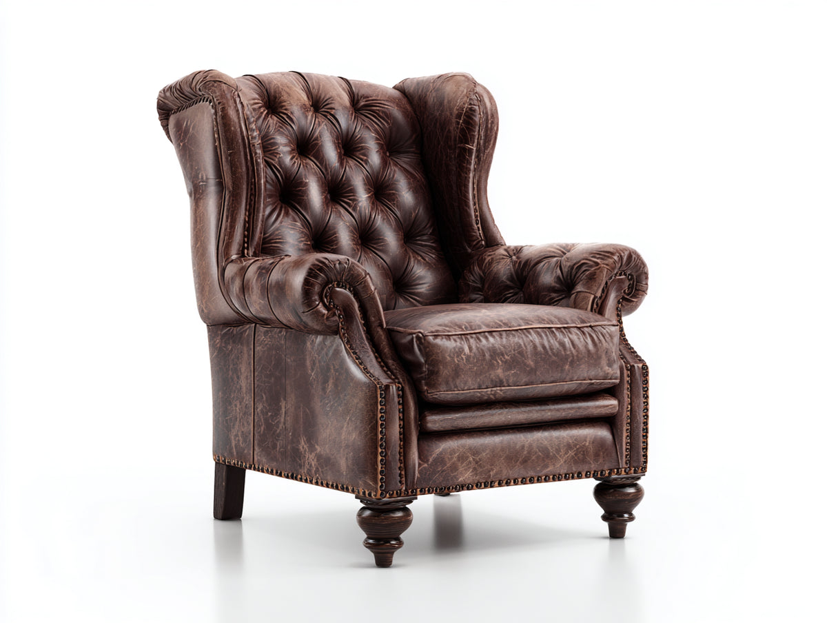 Ledersessel Lederoptik ca. 90x95x110 cm - Dunkelbraun - Klassisches Chesterfield Design mit Ohrlehne